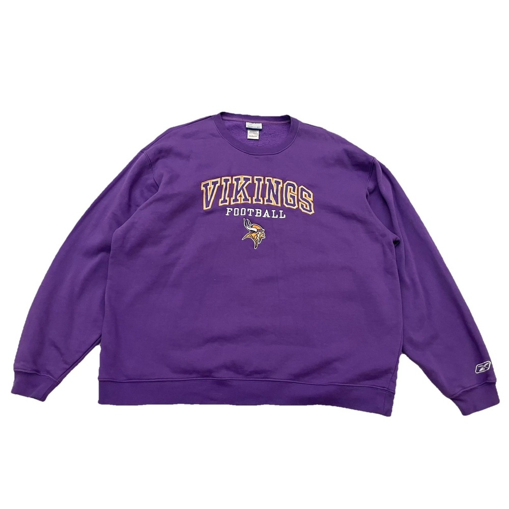 Vintage Y2K‎ Minnesota Vikings Reebok Crewneck Sweatshirt XL Purple Embroidered